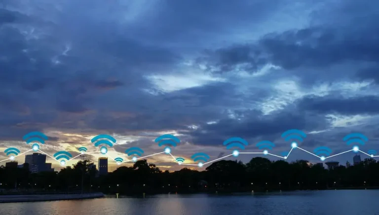 Wireless Internet Cityscape Graphic