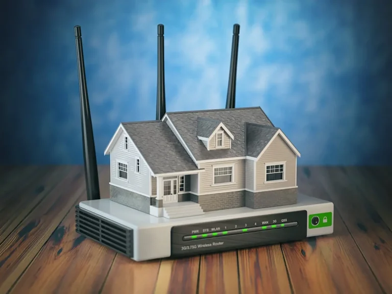 Model house sitting on a wireless router